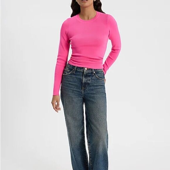 Express Silky Soft Fitted Crew Neck Sweater Berry XL NWT - Picture 3 of 9